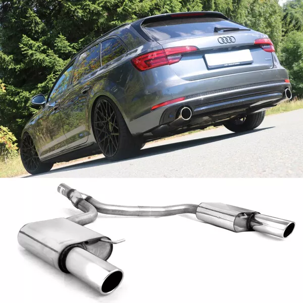 FOX Duplex Edelstahl Sportauspuff Audi A4 quattro B9 2.0l TFSI re li je 1x100mm