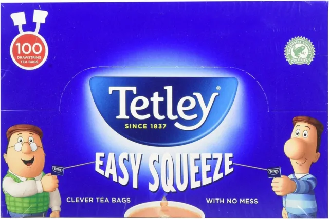 Tetley Drawstring Tea Bags Pack Of 100 No Mess Draw String Brew In Cup Teabags