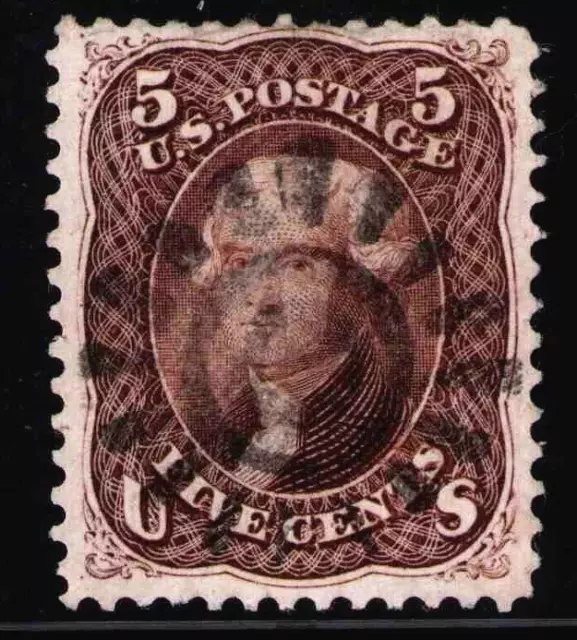 1863 US SC 76 5c Brown, Thomas Jefferson - Used w/ Fancy Cancel - F/VF