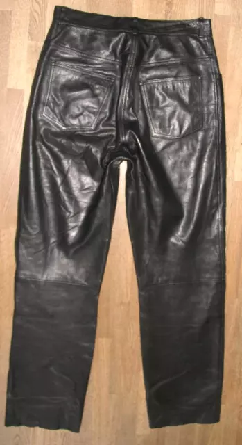 " CANDA " Damen- LEDERJEANS  Lederhose aus LAMM- NAPPALEDER in schwarz ca. 38-40