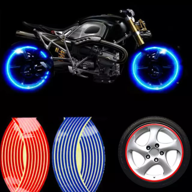 16 Strips Reflective Car Rim Wheel Tape Stickers Decal Stripe For 18" Wheel Hub