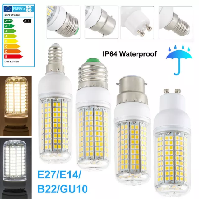 LED Glühbirne E14 E27 B22 GU10 Birne Lampe Strahler Mais Licht Warmweiß Weiß 12W