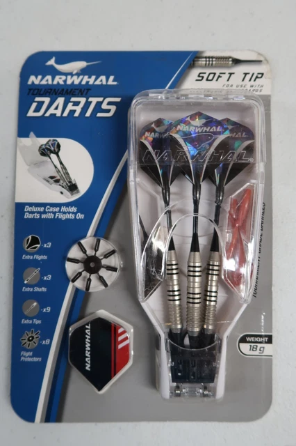 Narwhal Tournament 22g Steel Tip Darts - 3 Pack 5.5 In. Darts With Metal Tip And Storage Case