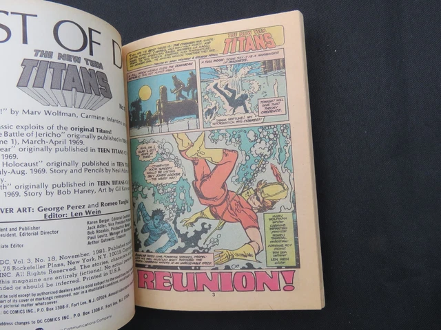 BEST OF DC BLUE RIBBON DIGEST #18 Nov. 1981 New Teen Titans, SIGNED George Perez 3