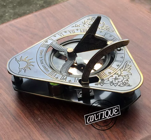 Vintage Bermudas Triángulo Tema Reloj de Sol Brújula Laboral Réplica Modelo