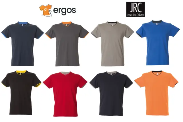 JRC T-Shirt SERBIA Collo a V Maglia Mezza Manica Corta 100% Cotone da Uomo