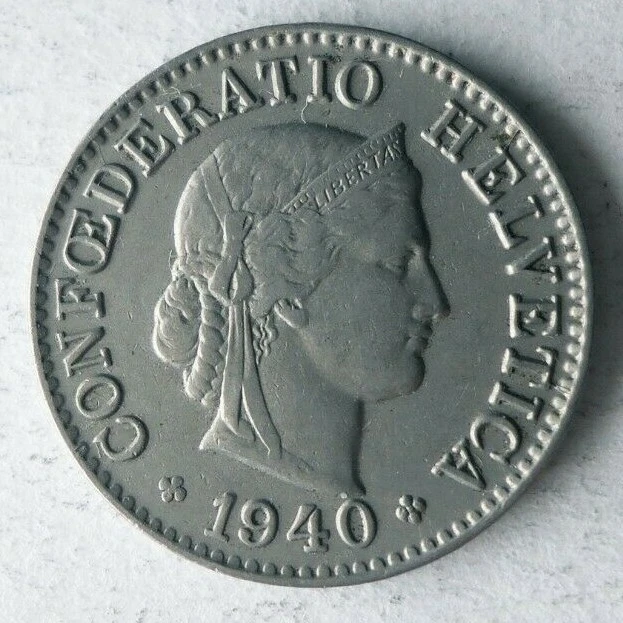 1940 SWITZERLAND 5 RAPPEN - High Quality Coin - FREE SHIP - Bin #329
