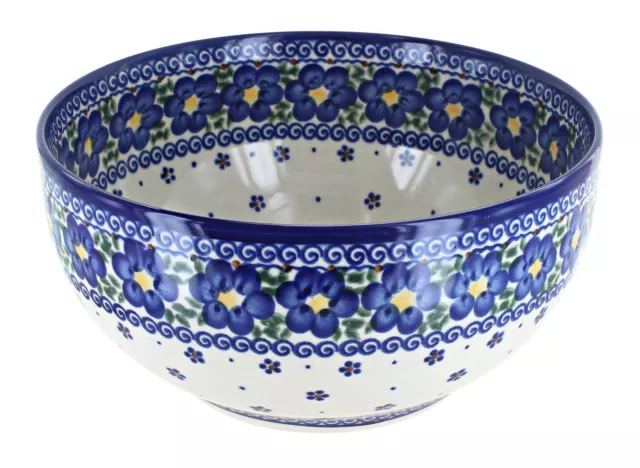 Blue Rose Polish Pottery Spring Blossom Large Serving Bowl