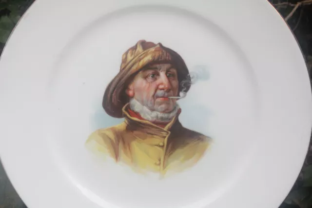 2 Antique Plate Cauldon 27cm Fisherman Portrait Sailor Nautical Maritime Cabinet 3