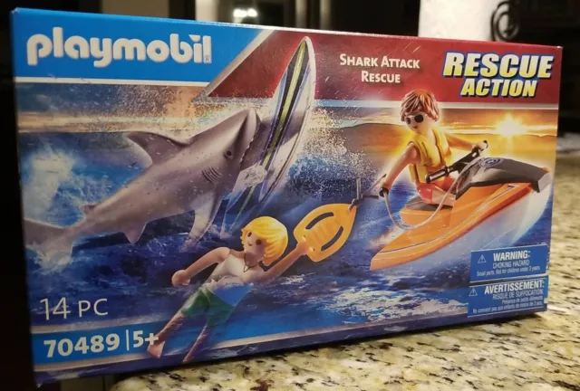 Playmobil - Rescue Action - #70489 - Shark Attack Rescue - Playset Jetski -  NEW