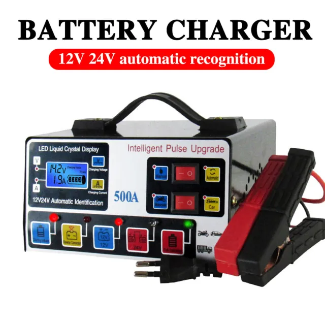 12V/24V Car Automatic Smart Car Battery Charger Intelligent Pulse Repair Starter