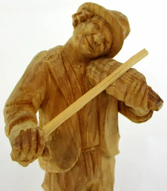 alte Holzfigur Musikant mit Geige Musiker Straßenmusikant 17,5 cm handgeschnitzt 2