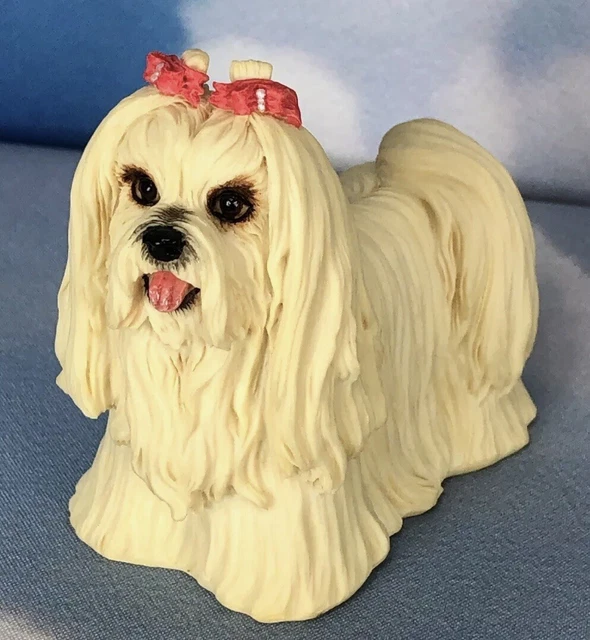 Vintage Maltese ShihTzu ? Dog Figurine Summit Collection Resin  Details 3” tall