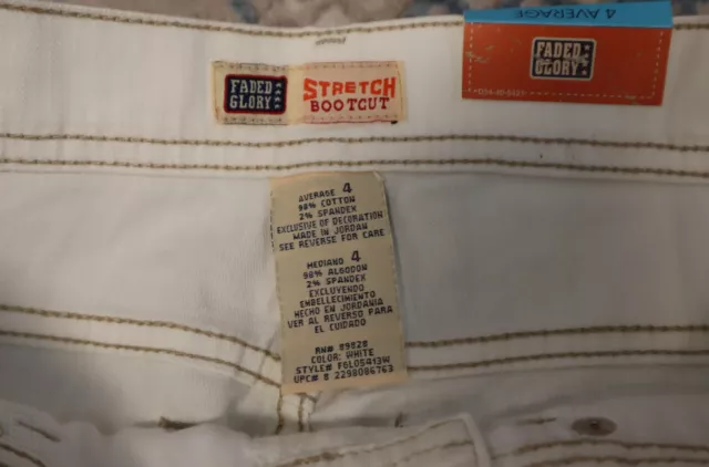 VINTAGE Y2K FADED GLORY womens white stretch bootcut jeans size 4 ...