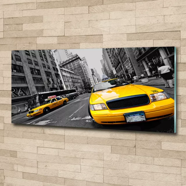 Glas-Bild Wandbilder Druck auf Glas 125x50 Deko Fahrzeuge Taxis New York
