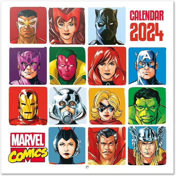 CALENDARIO DA PARETE Verticale Anno 2024 Marvel Comics + Poster EUR 16