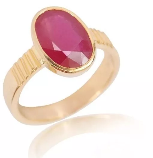 6.50 Ct Original Red Ruby Manik Gold Ring Certified Gemstone For Men And Women