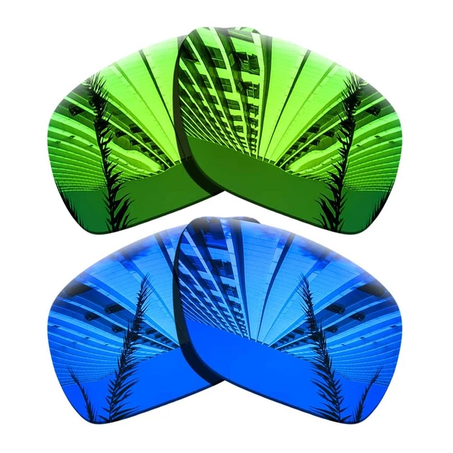 2 Pairs Polarized Lenses Replacement For-Oakley Dispatch 1-Green+Purple Blue