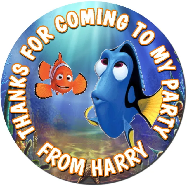 Finding Dory Personalised Gloss Birthday Party Sweet Cone Stickers 4 Sizes