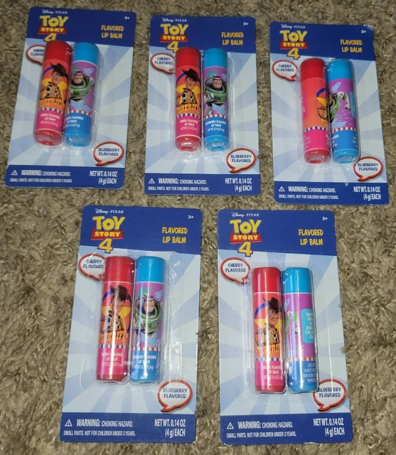 (LOT OF 10) Toy Story 4 Cherry & Blueberry Flavored Lip Balm Woody & Buzz Disney