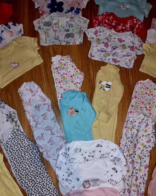 #43 Huge Bundle Of Baby Girls Sleepsuits Vests Bodysuits Pjs Age 6-9 Months 7