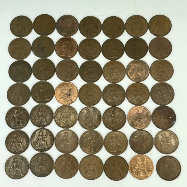 Lot of 49 - 1916, 21, 30’s 40’s & 1960’s British UK Great Britain One Penny Coin