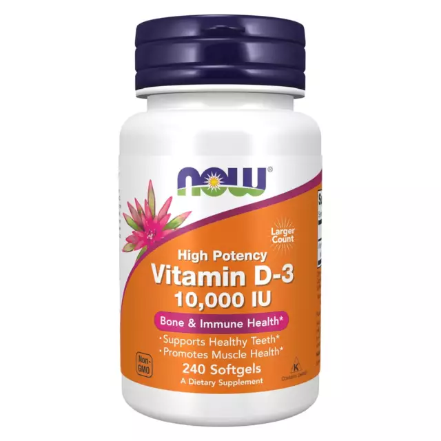 NOW FOODS vitamina D-3 10.000 UI - 240 cápsulas blandas