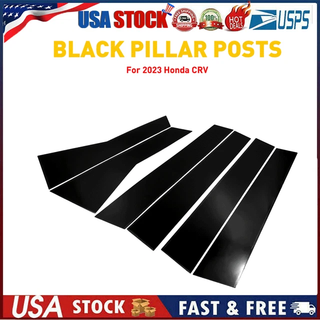 Black Fit For 2023 HONDA CRV CR-V Pillar Post 6pc Window Door Trim Cover