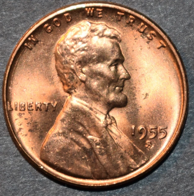 1955 S Lincoln Wheat Penny Choice BU Mint Luster Red Toned Uncirculated - 42Z
