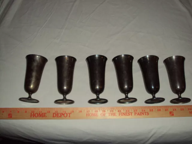 Italian Vintage Silverplate Goblet Wine Cup Vase 8oz. Lot of (6) Excellent Condn