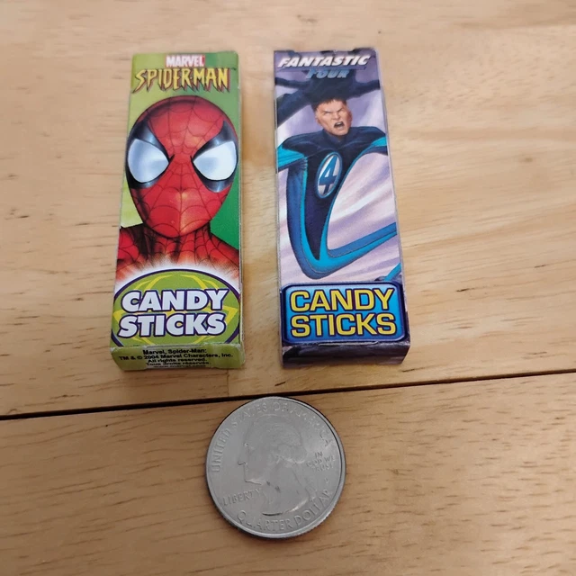 spiderman cigarette candy MARVEL CANDY STICKS BOXES HEROES (WOLVERINE) and ULTIMATE SPIDERMAN, inc.  TATTOO £3.84