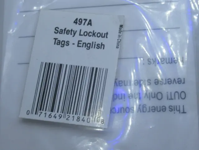 Master Lock Loto Tags English 497A 12 Pack