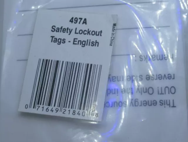 Master Lock Loto Tags English 497A 12 Pack