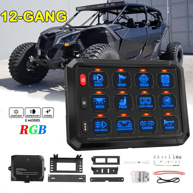 12 GANG SWITCH Panel Lights Control for CanAm Polaris RZR UTV ATV
