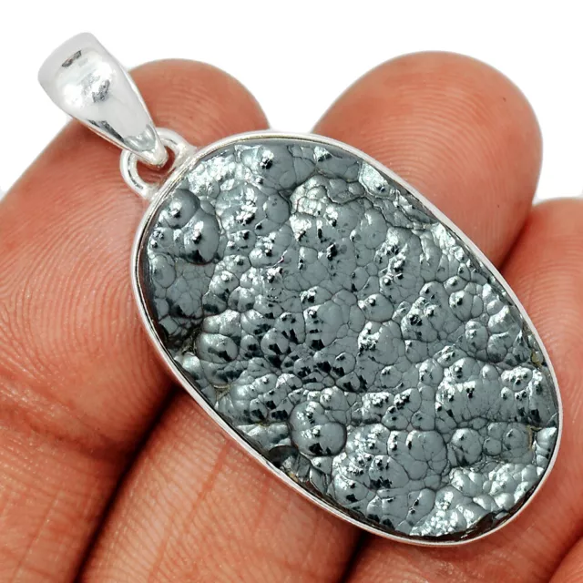 Natural Blister Hematite 925 Sterling Silver Pendant Jewelry CP30159