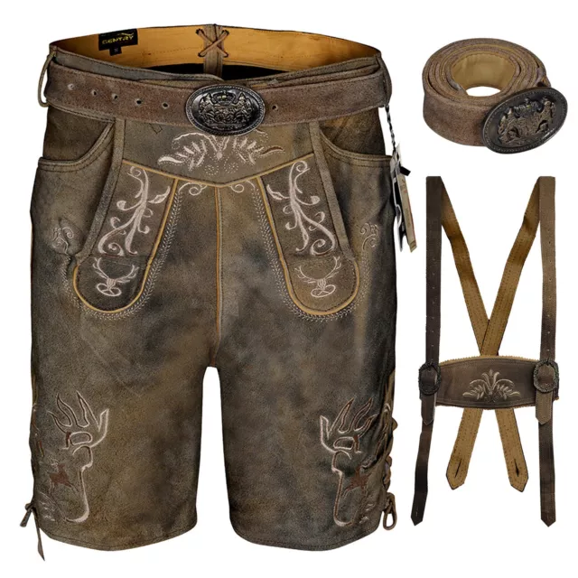 Oktoberfest Men Suede Leather Lederhosen Klose Germen Outfit Bavarain Lederhosen