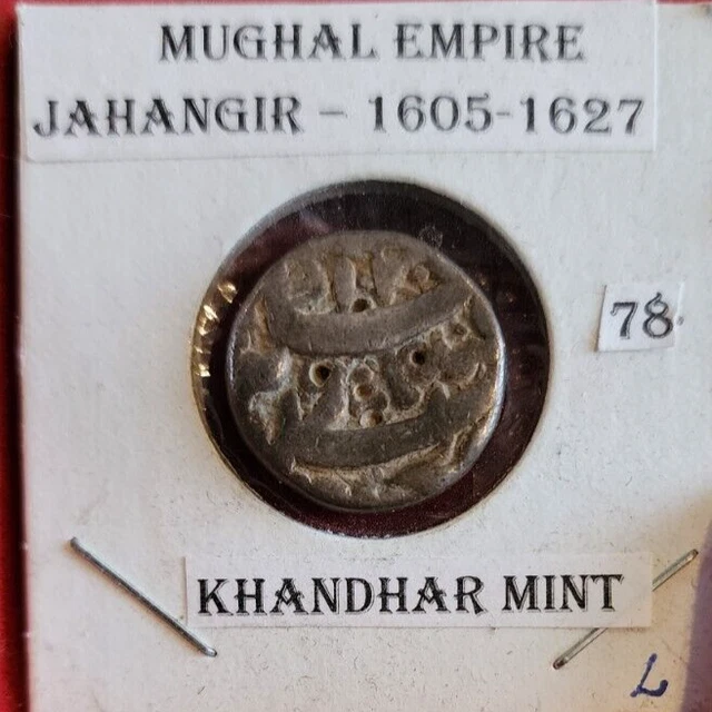 MUGHAL  Jahangir  Silver Rupee , AD 1605-27 Qandahar Mint Rare .