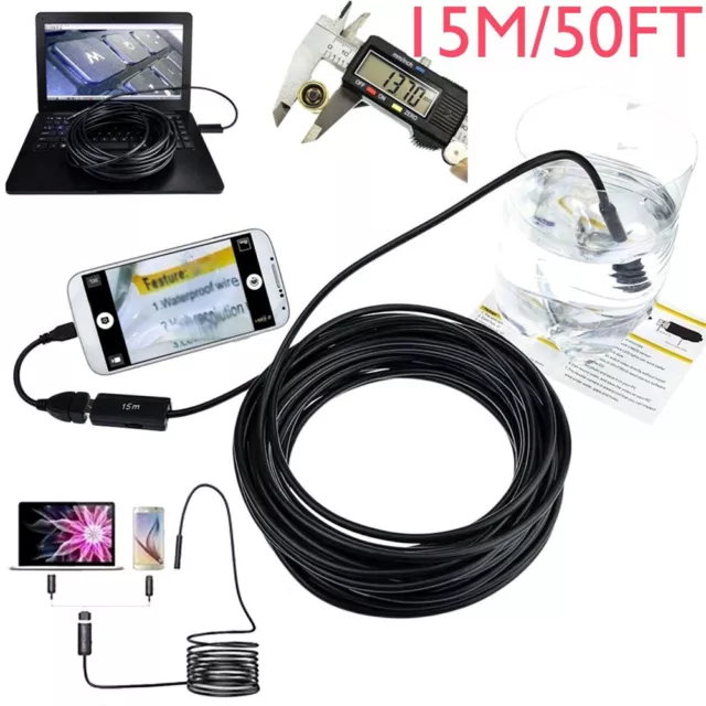 50 FT Pipe Inspection Camera USB Endoscope Video Sewer Drain-Cleaner,Water-proof