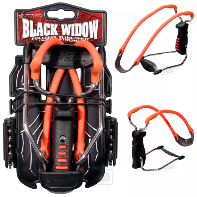 RED Band Barnett BLACK WIDOW Slingshot Catapult FREE Steel .38 Ammo