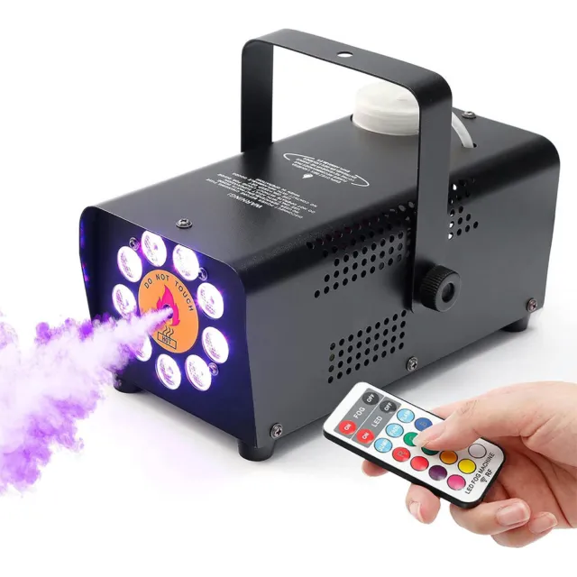 Smoke Machine Fog Machine Halloween Party LED Stage Lights Effect w/ 12 Colors