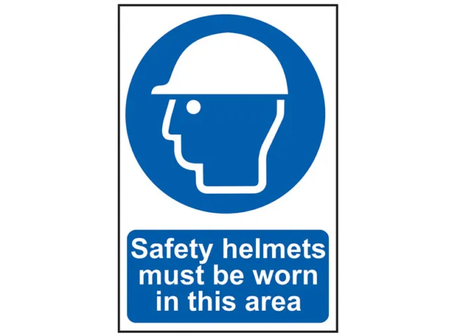 Scan Safety Helmets Must Be Worn In This Area - PVC Sign 400 x 600mm SCA4000