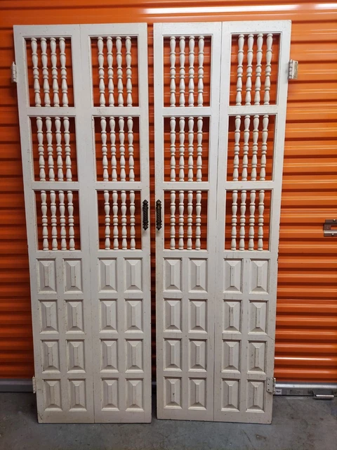 48x80" Pair Antique Vintage French Double Wood Doors