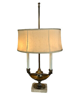 Stiffel Brass French Bouillotte Aladdin Style 2-Light Table Lamp 27" Vintage