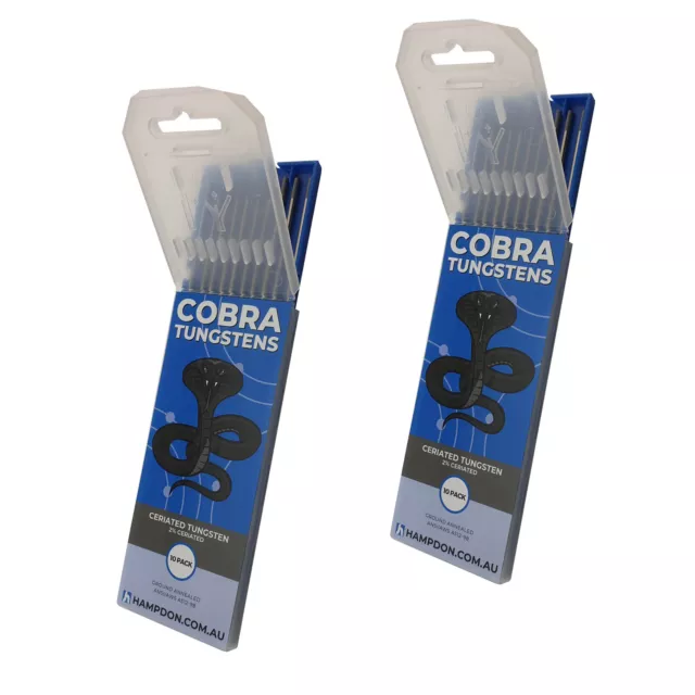 1.6mm & 2.4mm 2% Ceriated COBRA TIG Tungsten Electrodes - 20 PACK - Grey Tip
