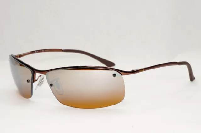 Ray-Ban Sunglasses 2011 Polarized Brown Mirror Wrap Top Bar RB 3183 014/84 3