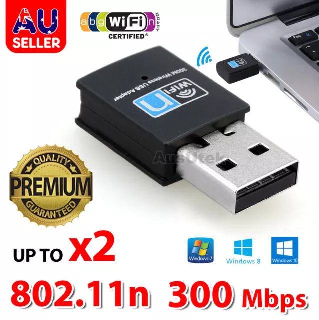 USB Wireless N WiFi Adapter Dongle Network LAN Card 802.11n 300Mbps Win10 8 XP