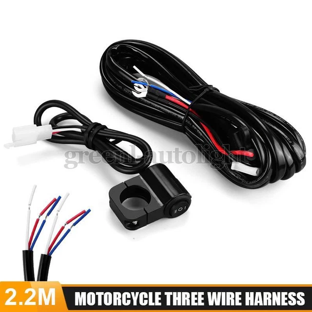 Motorcycle Wiring Harness Kit Cable Switch On Off LED Spot Headlight Fog Light