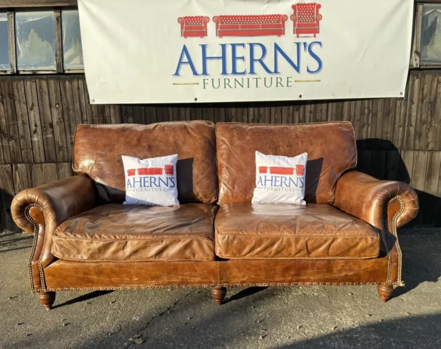 *Brown Leather Halo Sofa (BALMORAL) 3 Seater FREE DELIVERY 🚚 *