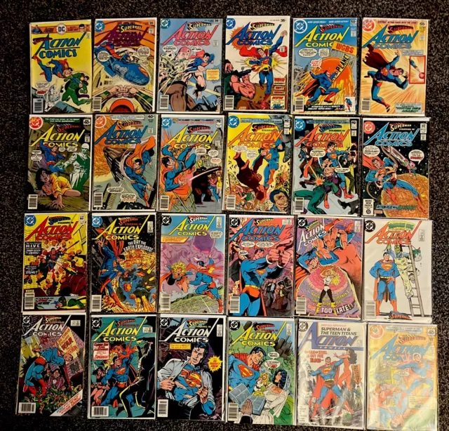 Vintage Lot Of 24 DC Action Comics Starring Superman  No Reserve!