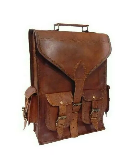 Vintage Cuero Genuino Portátil 2 IN 1 Mochila Bandolera Cartera